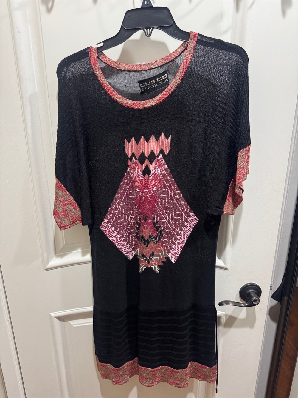 Custo Barcelona Black & Pink Geometric Knit Tunic